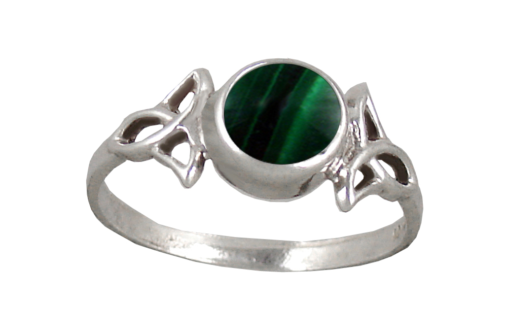 Sterling Silver Celtic Knotwork Ring With Malachite Size 8 Sterling Silver Celtic Knotwork Ring With Malachite Size 8